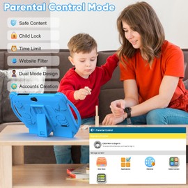 Kids Tablets 7 inch, Android 12 Tablet for Kids, 4GB RAM 32GB ROM, 512GB Expandable, with Parental Control, Google Certified Toddler Tablet, WiFi, Bluetooth, Dual Camera with Silicone Case,Blue