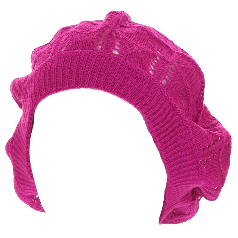 Women's Thin Light Baggy Knit Crochet Slouchy Fashionable Beret Hat