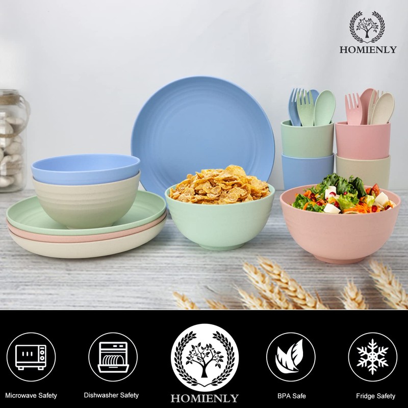 Wheat Straw Dinnerware Sets, 20 PCS Dishes Dinnerware Set Microwave