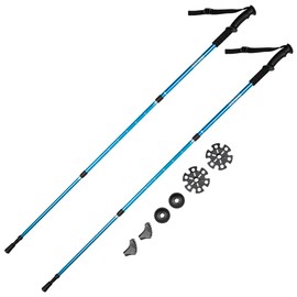GOGLAND Trekking Walking Poles for Nordic Walking, Adjustable Lengths Including Attachments for Various Surfaces, Ultralight with Antishock Technology (Blue)