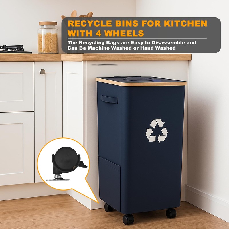 Eikovia 26 Gallon Recycling Bin for Kitchen, 100L Recycle Bin