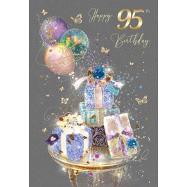 Cherry Orchard 95th Happy Birthday Card (Present Design) from the Grace Range complete with Gold Envelope and Gold Foil Detailing …