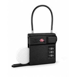 TSA Approved Luggage Lock with Hidden Tracker Compartment, 3 Digit Combination Cable Lock for Suitcase, Gun Case, Backpack & Stroller, Compatible with AirTag