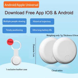 GPS Bluetooth Smart Tag Tracker With App Suitable For Pets Children Cars Keys Backpacks Suitcases Tracks Anywhere Both Android IOS Compatible With Leather Holder Waterproof Easy find Black