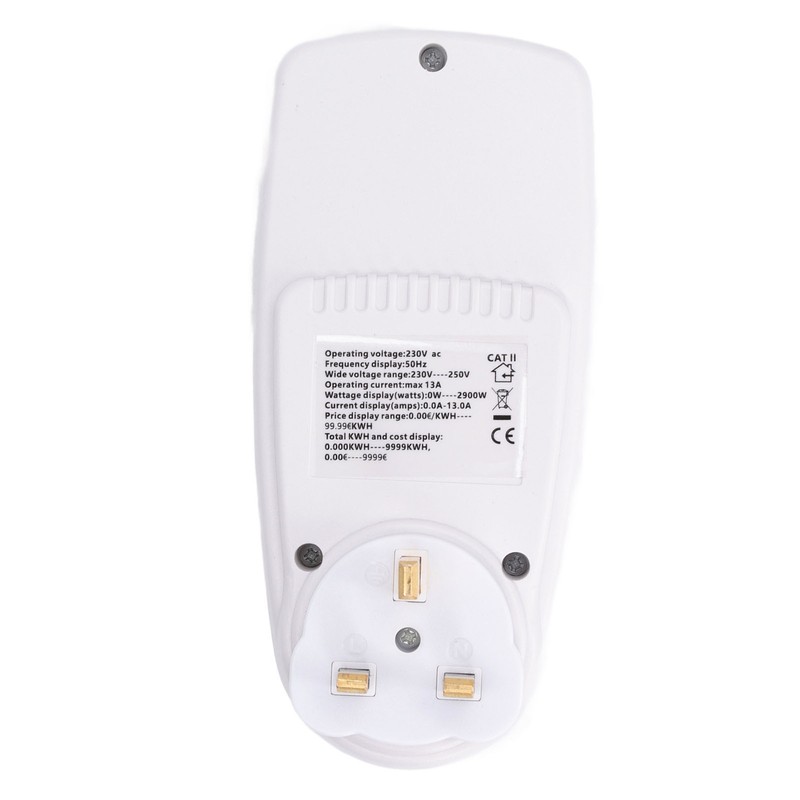 Power Meter Plug with Battery LCD 7 Display Modes Electricity