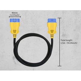 OURANTOOLS OBD-2 Verlängerungskabel OBD-II Adapter – 16pin 1.5m Männlich zu Weiblich Extender Diagnosestecker mit Nylon Material for Auto Diagnosewerkzeuge