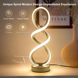 Modern Adebime RGB Table Lamp with 10 Light Modes - Unique Touch Dimmable Design for Bedside or Living Room - Available in 7 Colors, Gold