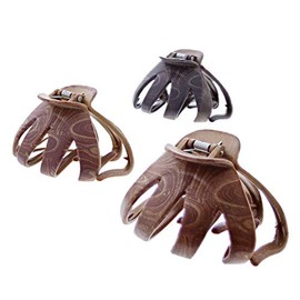 Pack of 6 Assorted Wooden Effect 8cm Octopus Hair Claws/Clamps