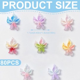 80 Stück Blumen Nagelkunst Charms 3D Hawaii Blumen Nagel Kristalle Hibiskus Blumen Nagel Edelsteine Bunte Blumen Nagel Diamanten Sommer Nagel Schmuck Kleine Blumen