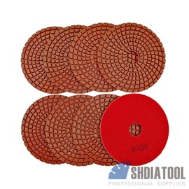 Professional 4"/100mm Wet Polishing Pads for Marble Granite 8pcs #400