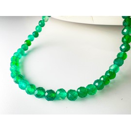 Apocalyptic-K Natural Rhombic Stone Bracelet with 925 Sterling Silver，3-4MM，Natural Tourmaline,Obsidian，Spinel Beaded Bracelet,Individuality, Fashion Gift (4MM, Green Agate，4MM)