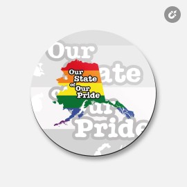 Unbranded Alaska USA State Rainbow Map Pride | 4'' X 4'' Round Decorative Magnet
