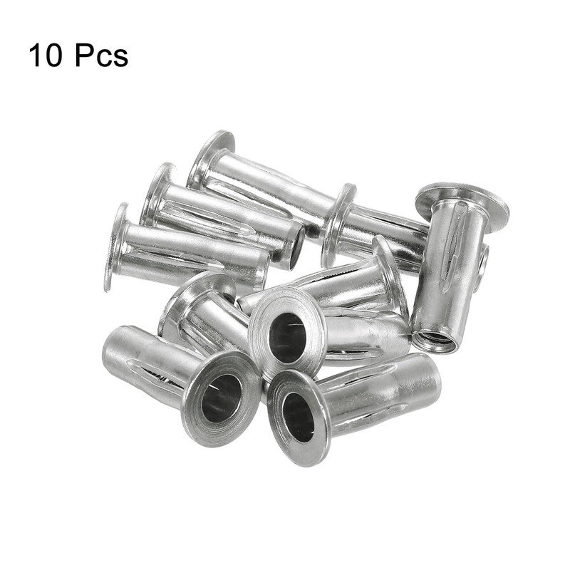 sourcing map M8 Multi-Grip Rivet Nuts, 10pcs Pre-Bulbed Shank Flat