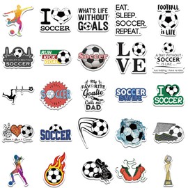 Soccer Stickers for Water Bottles,Soccer Training Stickers I Love Soccer Stickers for Kids, 50PCS Vinyl Waterproof Stickers Bulk Gift, Soccer Sports Party Favors, Soccer Decorations