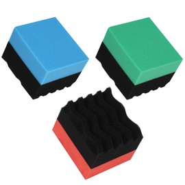 ZHAYAO 3 Pack Large Tire Dressing Applicator Pads, Wavy Contour Tire Polish Sponge for Applying Tire Shine,Tire Wet, Tire Gel, Or Tire Balm (Red, Green, Blue