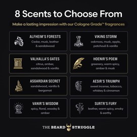 The Beard Struggle Warrior’s Beard Balm - Gold Collection, Valhalla's Gates - Non-Greasy Low-Hold Formula, Luxurious Cologne-Grade Fragrances 100% Natural and Plant-Based Ingredients - 50g