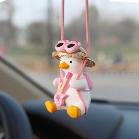 Dzxin Car Hanging Ornament, lkw Zubehör Innenraum, Zubehör für Autorückspiegel, Coole schwingende Ente Auto Hängeornament, Auto Zubehör Innenraum Deko(Gitarre)