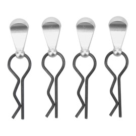 4pcs RC Body Clips R Pins Stainless Steel R Clips with Aluminium Alloy Pull Tabs for 1/8 1/10 RC Car Silver