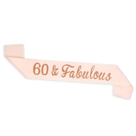 ALLY-MAGIC 60th Birthday Sash, Rose Gold 60 & Fabulous Sash for Women Happy 60th Birthday Gift Party Decorations Supplies Accessories Y3FABJD (60 FABULOUS)
