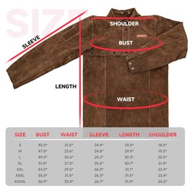 YESWELDER Leather Welding Jacket, Heavy Duty Split Cowhide Leather Open Back Welding Jacket, Heat Flame Resistant Welding Coat, Brown, XX-Large