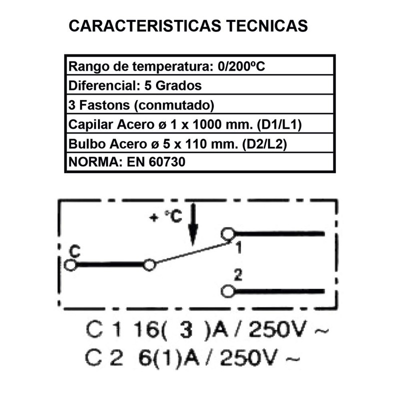Thermostat Set Regulation 0-200ºC Fryer