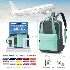 SUCIKORIO 40x30x15cm Travel Backpack Underseat Cabin Bag Luggage British Airways Wizzair Waterproof Oxford Travel Rucksack Cabin Size for Plane Carry On Hand Luggage with 14 Inch Laptop Compartment