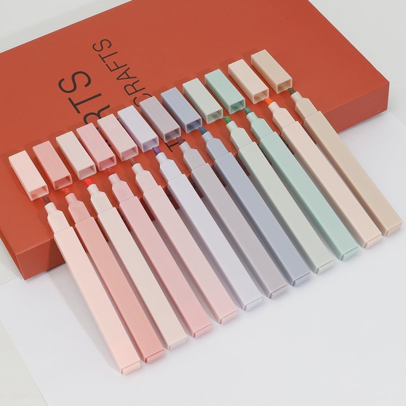 CFifHtOL Pastel Highlighter Set,12 Soft Coloured Highlighters,Gentle on Eyes &