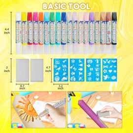 VVF Candle Paint Set, 18-Color Candle Wax Pens (3 Metallics) with Sponge & Sticker Stencils, Great for Candle Making, DIY Crafts, Holiday Gifts & Kids Painting((10ml*18)