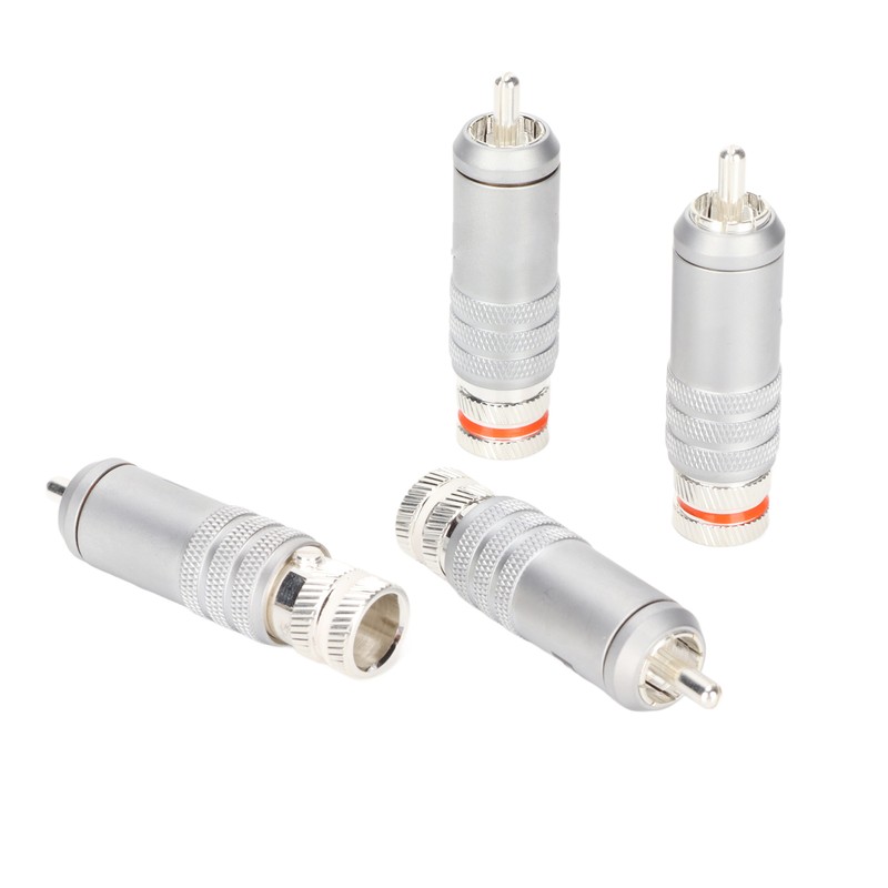 4pcs RCA Plug Silver Plated HIFI Solder RCA Connector Accommodates