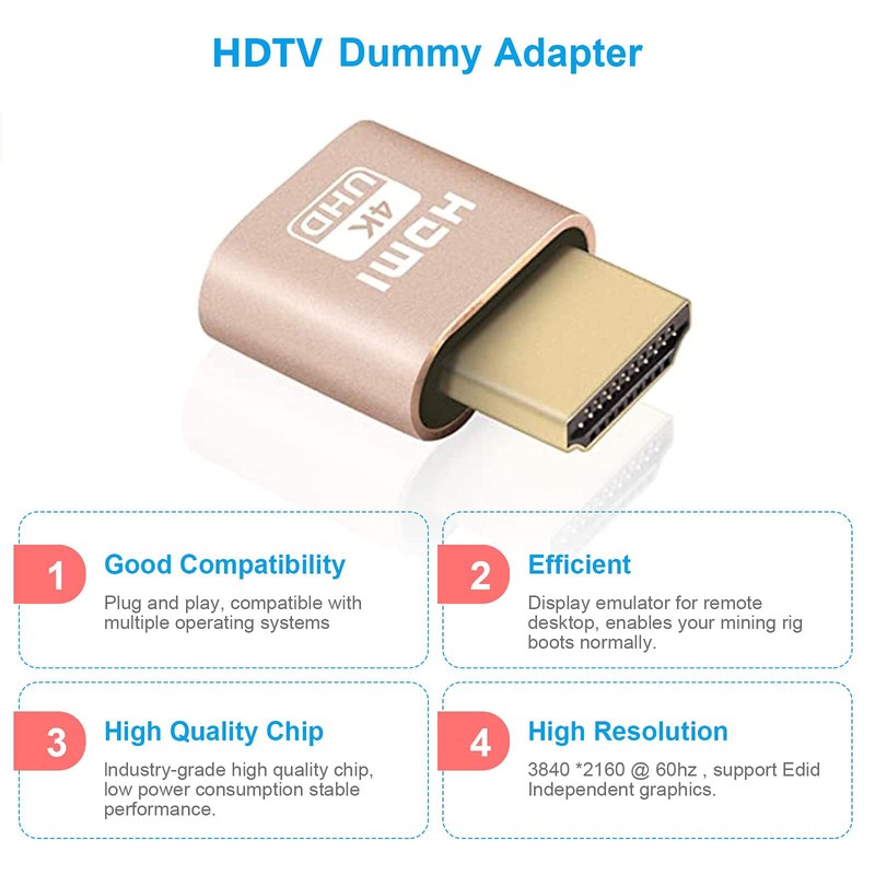 DIFCUL HD-TV Dummy Plug 4K Display Emulator Compatible with Windows