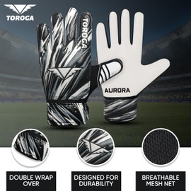 TOROGA Football Goalkeeper Gloves For Boys kids Children Youth Soccer Goalie Glove with Super Grip Palms (White, 7)