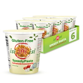 isiBisi Gluten-Free SpeedyPasta Tomato & Mozzarella Italian Pasta Cups 2.47oz - Microwavable Baby Rigatoni Pasta for Easy, On-the-Go Ready Meal in Minutes - Non-GMO (Pack of 6)
