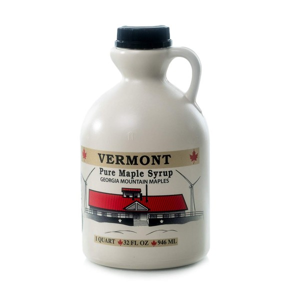 Georgia Mountain Maples of Vermont, Organic Maple Syrup, Dark Color Robust Taste, 32 Ounce