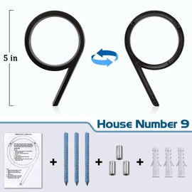 5" Metal Floating House Numbers,Ranslen Black Zinc Alloy Solid Modern House Address Number,Anti-Rust House Numbers Decorative Address Sign for Door Garden Mailbox with Nail Kit,Coated Black,Number(9)