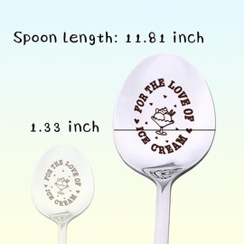 Ice Cream Spoon Gifts for Men Women Cute Birthday Gifts for Ice Cream Lover Christmas Gifts for Friends Couples Friendship Gifts for Teen Boys Girls Engraved Ice Cream Shovel Stainless Steel