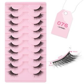 Sixstarhair Half Lashes Natural Cat Eye False Eyelashes 3d Faux Mink Lashes Demi Wispy Eyelashes 10pairs Reusable Corner Fake Lashes