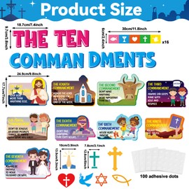 gisgfim Ten Commandments Bulletin Board Decorations Set Back to School Religious Jesus Paper Cutouts Christian Bible Verse Bulletin Board Decor for Classroom Sunday School Church Chalkboard Wall