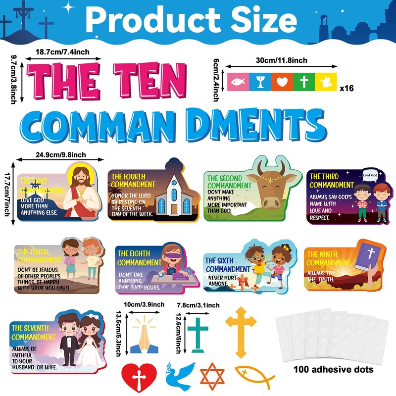 gisgfim Ten Commandments Bulletin Board Decorations Set Back to School