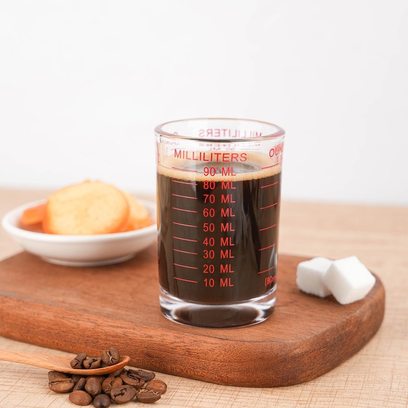 BCnmviku 90ml/3oz Shot Glasses,Measuring Cups with Scale(oz,ml) for Espresso,Milk,Cocktail,Spirits (Red)