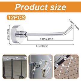 lasuroa 12pcs Large Magnetic Hooks, 2.8in Long Heavy Duty Strong Magnetic Wall Hanger Hold Up to 2.2lb Magnet Cruise Hooks for Hanging Wall Refrigerator Garage Kitchen (Silver)