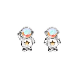 Creative Asymmetrical Astronaut Stud Earrings Space Star Planet for Women Cute Personality Jewelry-B