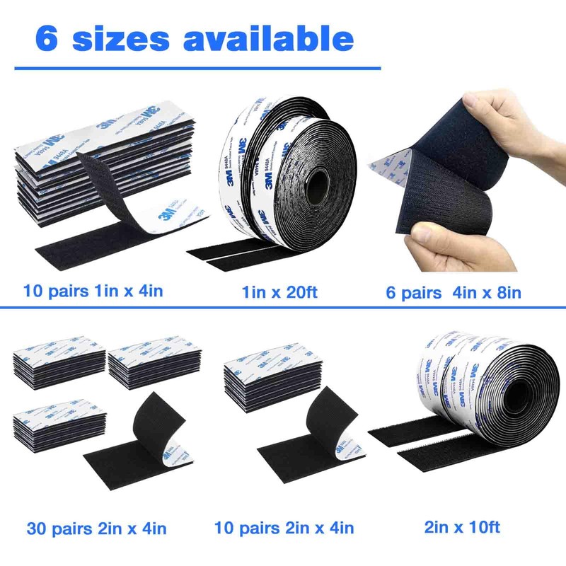 Hook and Loop Tape 1in x 4in 10 Pairs, Slef