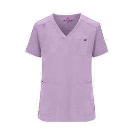 M&M SCRUBS Women's Essential Jogger Scrub Set Nursing Uniform 10 Pockets Stretch Scrub Top and Pant (Lavender, Medium)