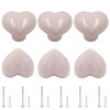 Kemcatui 6-Pack Pink Ceramic Cabinet Knobs - Heart-Shaped Drawer Knobs