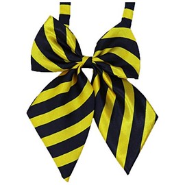 Flairs New York Women Handmade Pre-Tied Bowknot Bow Tie (Black/Yellow [Stripes])