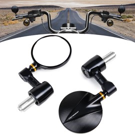 FASTMOMENT Bar End Mirrors for motorcycles 7/8" Round Motorcycle Mirrors with CNC Cutting Motorcycle Mirrors for Handlebars Compatible with Most Motorcycle Street Bike Scooter Cruiser (White Lenses)