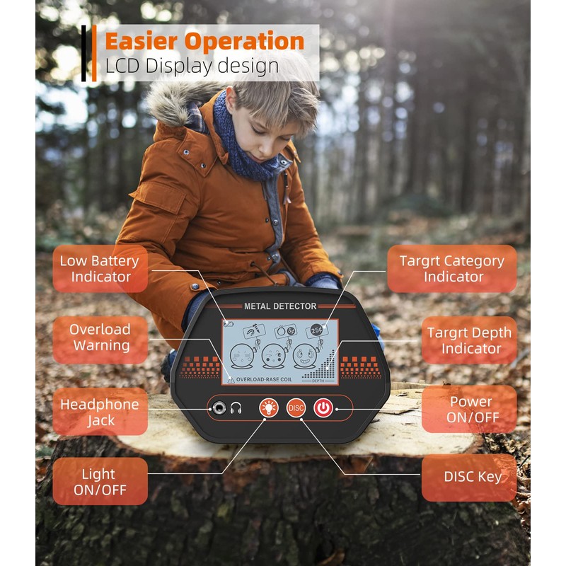 Metal Detector for Kids, DetectTrek Kids Metal Detector Waterproof with