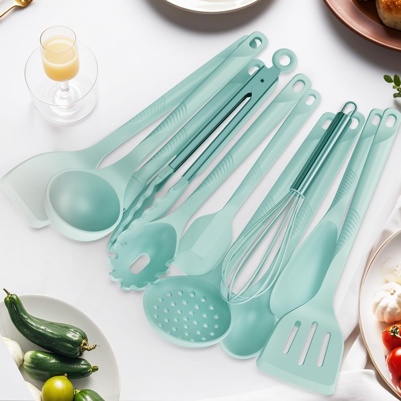 Silicone Cooking Utensils Set - 600°F Heat Resistant, Nonstick Kitchen