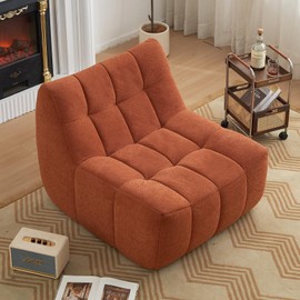 NBLDGT Comfy Lounge Chair with Wide Backrest, Single Seated Lazy Sofa Couch with High-Rebound Memory Foam, Upholstered Accent Chair for Living Room, Bedroom, Office (Orange)