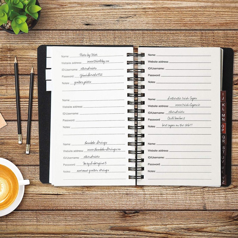 Internet Password Keeper Book, 75 Pages, 4-1/2" x 5-3/4", Spiral-bound